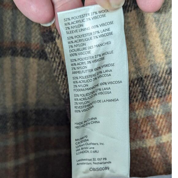 Free People Mari Plaid Boxy Blazer Oversized Brown Wool Blend Jacket XL NWT - Picture 6 of 12